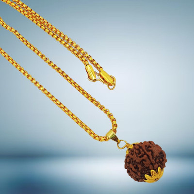 Radhika Collection 6 Mukhi Nepali Rudraksha chhah Mukha six Face Mantra Siddha Rudraksh Gold-plated Beads Brass, Wood Pendant