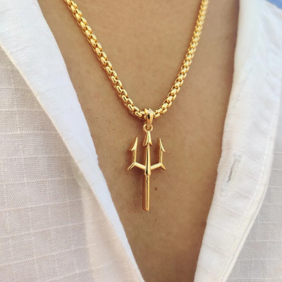 Lyzoo Mahadev Trishul Pendent Gold-plated Brass