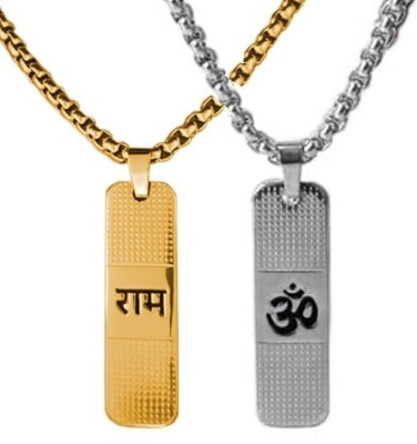 Syfer Om Pendant and Ram Pendant for Men and Women, Shri Ram/Om Locket (Combo) Gold-plated, Silver Stainless Steel Pendant