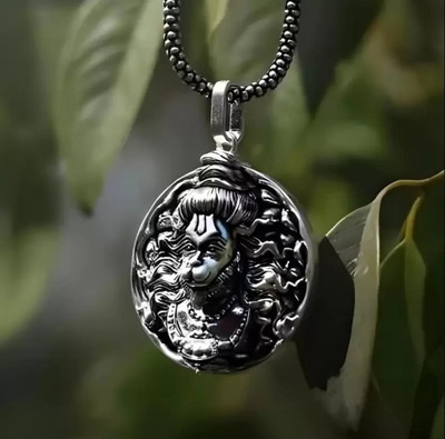 m a enterprises Men's Silver Chain with Religious Hindu Hanuman Pendant Rhodium Sterling Silver Alloy, Stainless Steel Locket