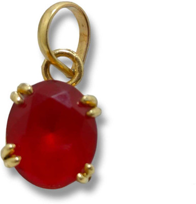 Vanishree World Top quality best design oval shape good looking Ruby/manik pendant Gold-plated Ruby Brass Pendant