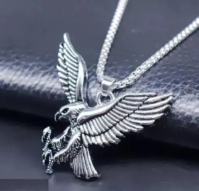 DF STORE Eagle Chain For Men Stylish Locket Chain For Men Boys Silver Stainless Steel Locket