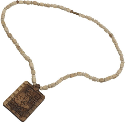 BHAKTI CHIMES Shitaram Border Shree Hanuman Ji Wood Chain pendal Locket Balaji wood mala Chain Wood Locket