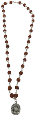 urbanzebra Panchmukhi Rudraksha Mala |Spiritual Shiva Bholenath Chain Locket Silver Beads Brass, Wood Locket