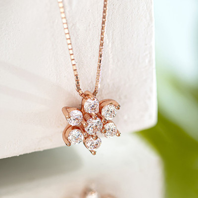 ZAVYA Nakshatra Rose Gold Plated 925 Sterling Silver Necklace Sterling Silver Cubic Zirconia Sterling Silver Pendant