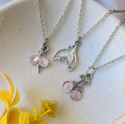 Jewelsbysirani Pack Of 3 Classy Aesthetic Silver AD Charm Pendant Necklace For Women And Girls Silver Alloy Pendant