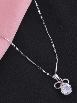 SILVER SHINE Silver Crystal Alloy Locket Set