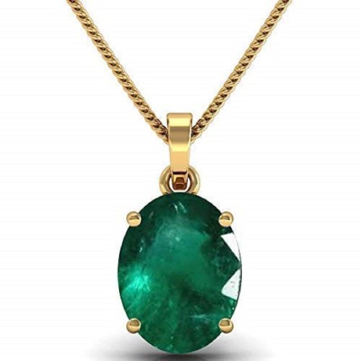 SIDHGEMS 7.25 Ratti 6.00 Crt Natural Emerald Panna Original Certified Pendant Gold-plated Emerald Brass Pendant