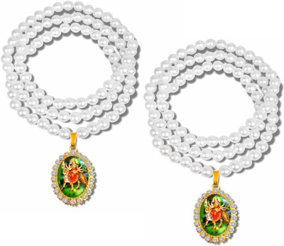 Utkarsh Pack Of 2 Durga Vaishno Devi/Sherawali Mata Locket Pendant Beads Mala Necklace Gold-plated Stainless Steel