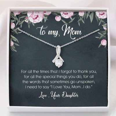 Rakva Mom Necklace, Gift For Mom To My Mom Gift Thank To Mom Mother Day Necklace Rhodium Zircon Sterling Silver Pendant Set