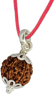 Fine Creation 5 Mukhi/face Panchmukhi Rudraksha Nepali with Lab Certificate Silver Wood Pendant