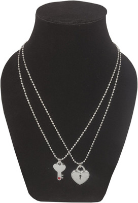 Shiv Jagdamba Valentine Day Gift Heart Shape Couple Pendant With Chain Stainless Steel Pendant Set