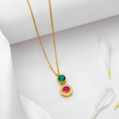 ZAVYA Gold-plated Cubic Zirconia Sterling Silver Pendant Set