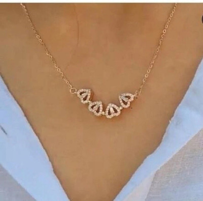 Glowzi newicon 4 Magnetic Heart Pendant Chain for girls and womens Gold-plated Agate Alloy Pendant Set