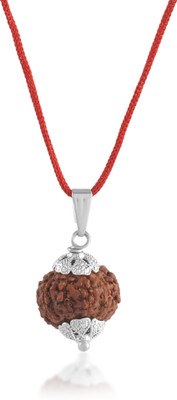Admier 9 Mukhi Nepali Rudraksha Pendant NINE Faced Rudraksha Natural & Certified Sterling Silver Brass Pendant