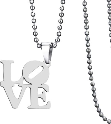 M Men Style Valentine Gift Love Text Word Locket For Couple Necklace Sterling Silver Stainless Steel Pendant