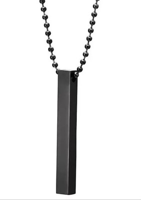 m a enterprises 3D Vertical Bar Black Stick Stainless Steel Locket Necklace Chain Rhodium Alloy Pendant Set
