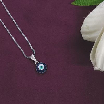 AD Enterprises Turkish Nazar Protection Blue Evil Eye Pendant Necklace Silver Cubic Zirconia Alloy Pendant Set