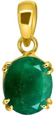 barmunda gems 10.25 Ratti Created Emerald Gemstone Panna Pendant Locket for Men and Women Emerald Brass