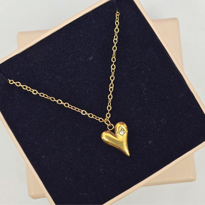 Bauble Cluster Stainless Steel Waterproof Heart Pendent Chain/Gifts For Girls/Women Gold-plated Zircon Stainless Steel Pendant