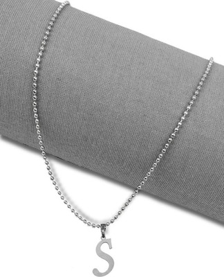 Utkarsh Silver Name English Alphabet 'S' Letter Pendant Locket Necklace With Ball Chain Stainless Steel Pendant