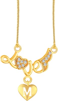 sk jewels Valentine Collection M Love Gold plated cubic zirconia Latest pendant Gold-plated Cubic Zirconia Brass Locket
