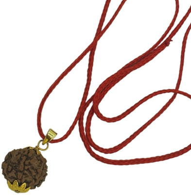 Fine Creation 5 Mukhi Rudraksha Lab Certified Gold-plated Beads Brass, Wood Locket Set