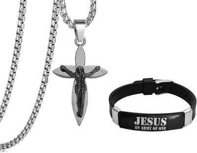 Shiv Jagdamba Rubber, Stainless Steel Grey, Silver Jewellery Set(Pack of 2)