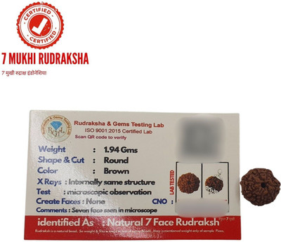 FLY PL STORE 7/ seven Mukhi Rudraksha Lab Certified Original Pure Nepalese Beads Beads Wood Pendant Set