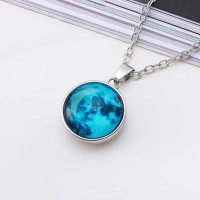 MURLIWALAA Glow in the Dark Moon for Men and Women Radium Platinum Alloy Pendant Rhodium Alloy Pendant Set