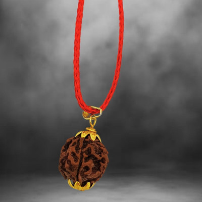 AllenDazzy Four Mukhi Rudraksha Certified/Original Nepali 4 Mukhi Certificate Gold-plated Beads Brass, Wood Locket Set