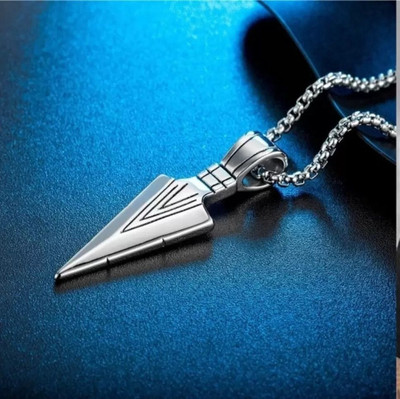 Astrootalk Silver Color Triangle Arrow Head Pendant Necklace for Men Stainless Steel Pendant