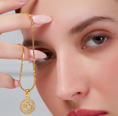 IMITATION BAZAAR 1 GRAM MICRO POLISH CHAIN PANDENT Gold-plated Alloy Locket Set
