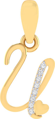 Diamtrendz Jewels BIS Hallmarked Pure 925 Sterling Silver Gold Plated Letter U Gold-plated Cubic Zirconia Sterling Silver Pendant