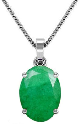 barmunda gems 6.25 Ratti Created Panna Silver Pendant Locket for Men and Women Emerald Metal