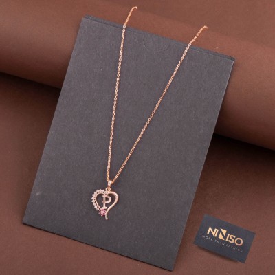 NINISO Heart Shape Alphabet Letter P Rhodium Cubic Zirconia Alloy Locket Set