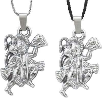 Jagsun Lord Hanuman Combo Rhodium Alloy Pendant Set