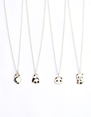 Jewels Wallah Panda pendant combo pack of 4 Charm necklace for girls Gold-plated Alloy Pendant Set