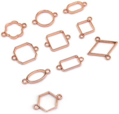 BanteyBanatey Rakhi Resin Bezels for Making Bracelets Pack of 10 pcs - Rose Gold Metal Pendant