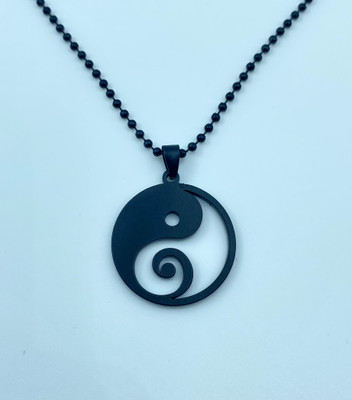 ringzinnie Yin Yang Chinese Pendant Black Matte Silver Alloy Pendant Set