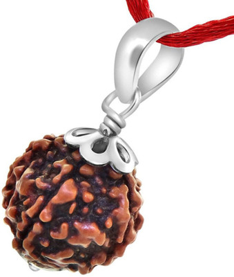 Fine Creation 5 Mukhi Nepali Rudraksha Five Face Rudraksh With Original Quality Certificate Silver Wood Pendant