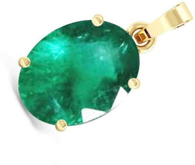 Gemzonite Certified Emerald (Panna) Pendant for Men & Women Gold-plated Brass Locket Set