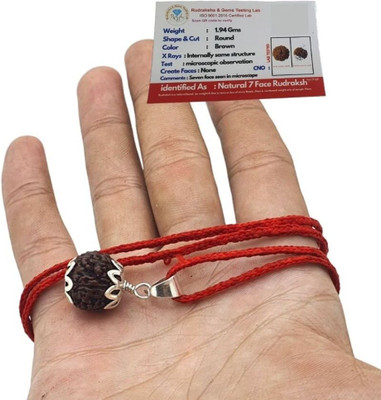 Guruji Gems & Jewellery Original 7 Mukhi Rudraksha with Lab Certificate Pack of 1 Silver Wood Pendant Set