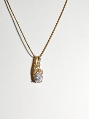 GR FASHIONS Silver Cubic Zirconia Brass Locket Set