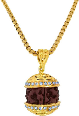 RJ IMITATION Divine Harmony: Rudraksha Moti Pendant with Gold Chain Gold-plated Stainless Steel Pendant Set