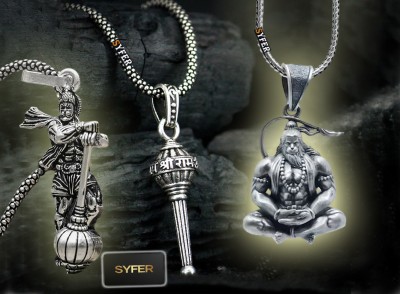 house of common Lord Hanuman With Gada Pendant for Men & Women, Hanuman Locket (COMBO) Silver, Gold-plated Stainless Steel Locket