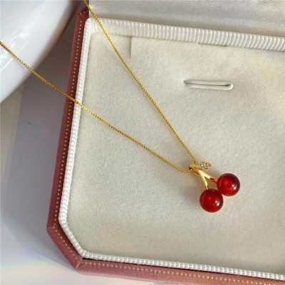 JRISSY Cute cherry shape pendent necklace for classy look Gold-plated Alloy Pendant Set