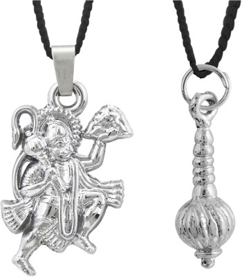 ricky collections Lord Hanuman Gada Combo Rhodium Alloy Pendant Set