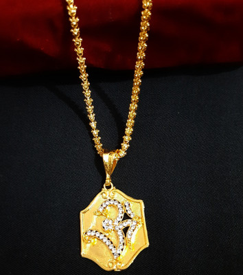 JIYANSHI ENTERPRISE Om Golden & CHANDRAMUKHI Gold-plated Diamond Alloy Pendant Set