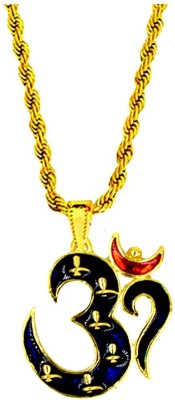 AFH Lord Shiva Spiritual Symbole Om Blue Pendent with Brass Chain For Men,Women Rhodium Metal Pendant
